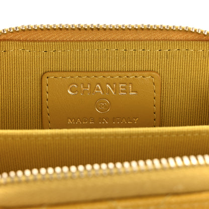 Chanel Caviar Quilted Zip Card Holder Yellow 6 of 9