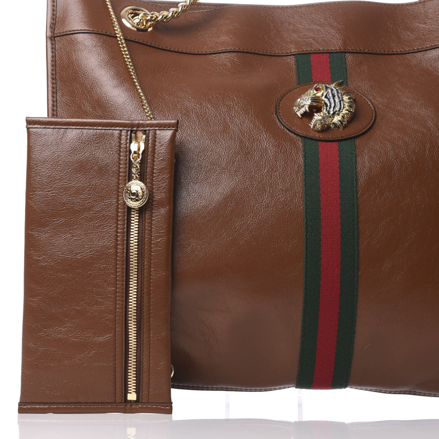 Gucci Calfskin Large Rajah Chain Tote Cuir 14 of 15