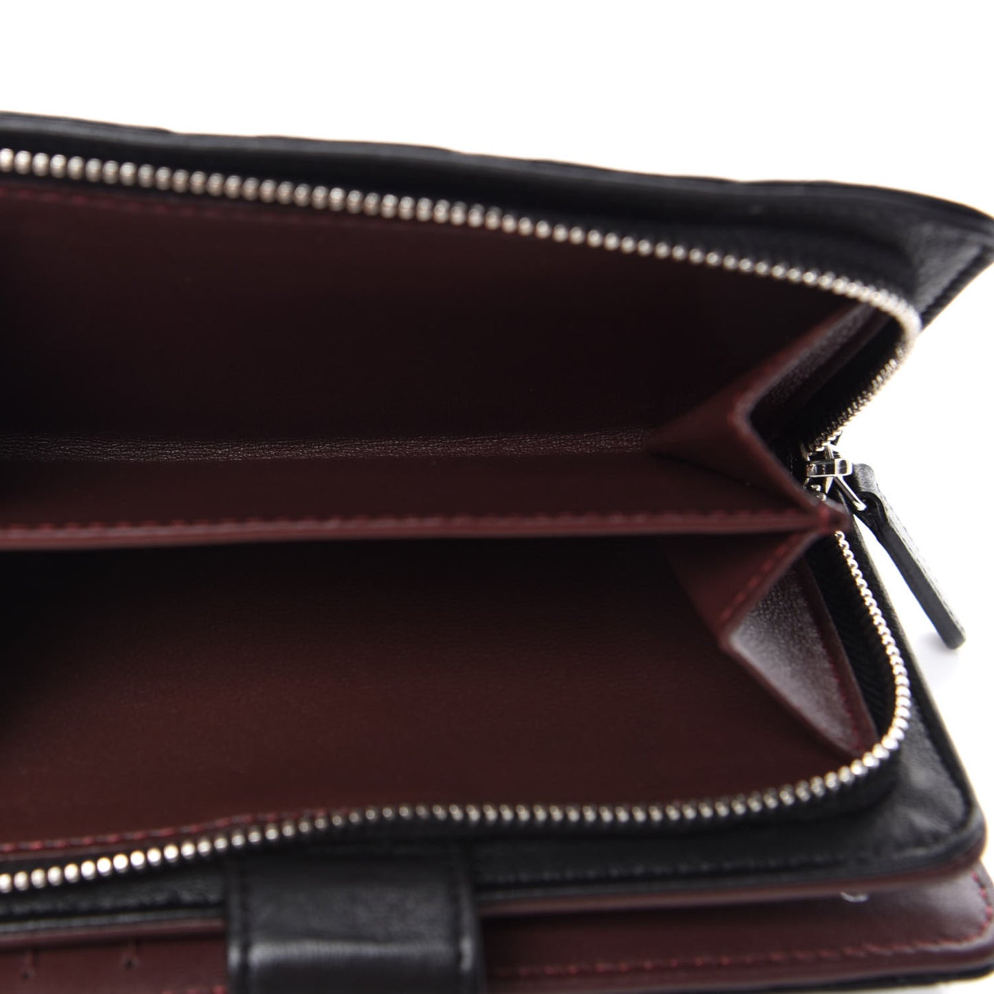 Lambskin Quilted Zipped Pocket Wallet Black