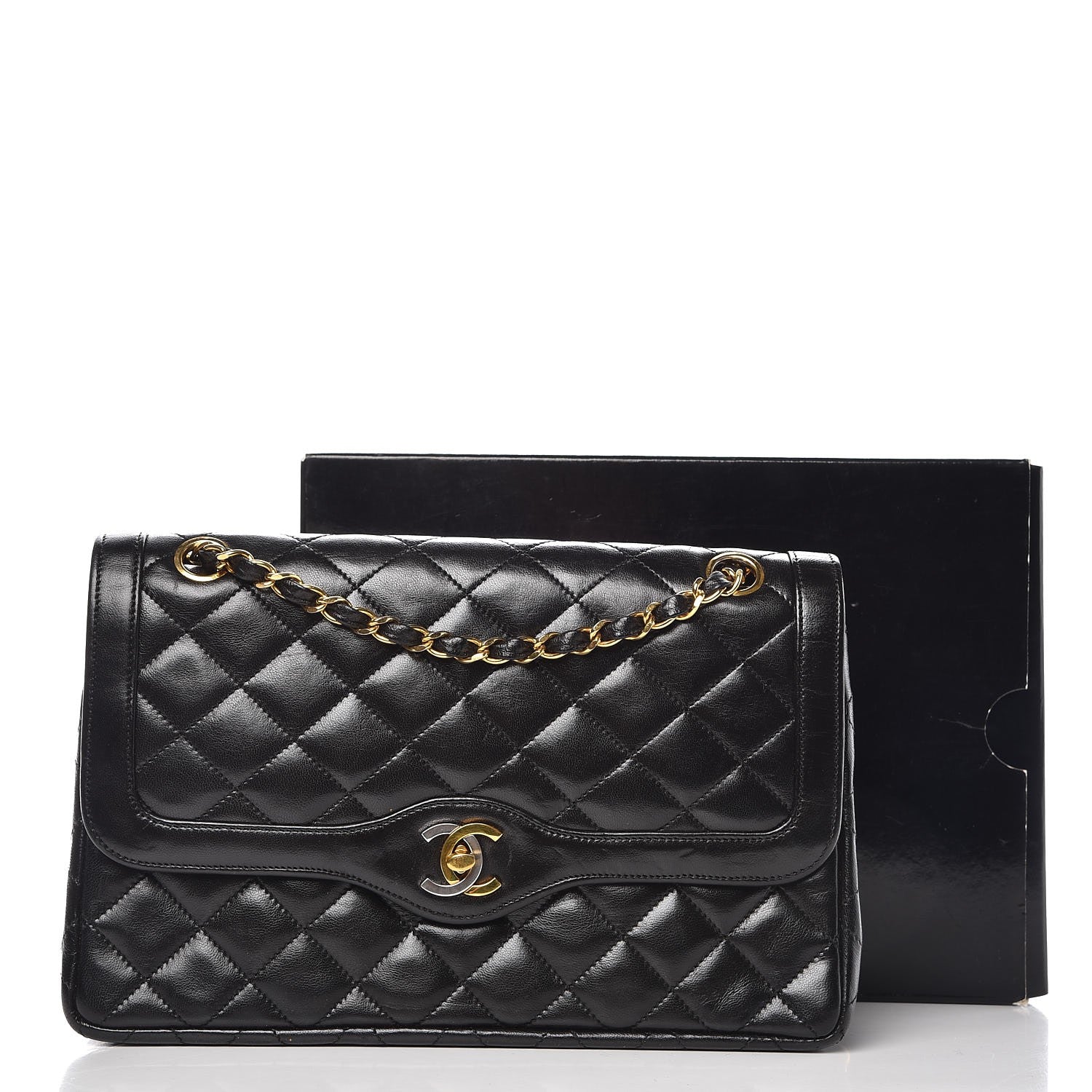 Chanel Lambskin Quilted Medium Double Flap Black 11 of 11