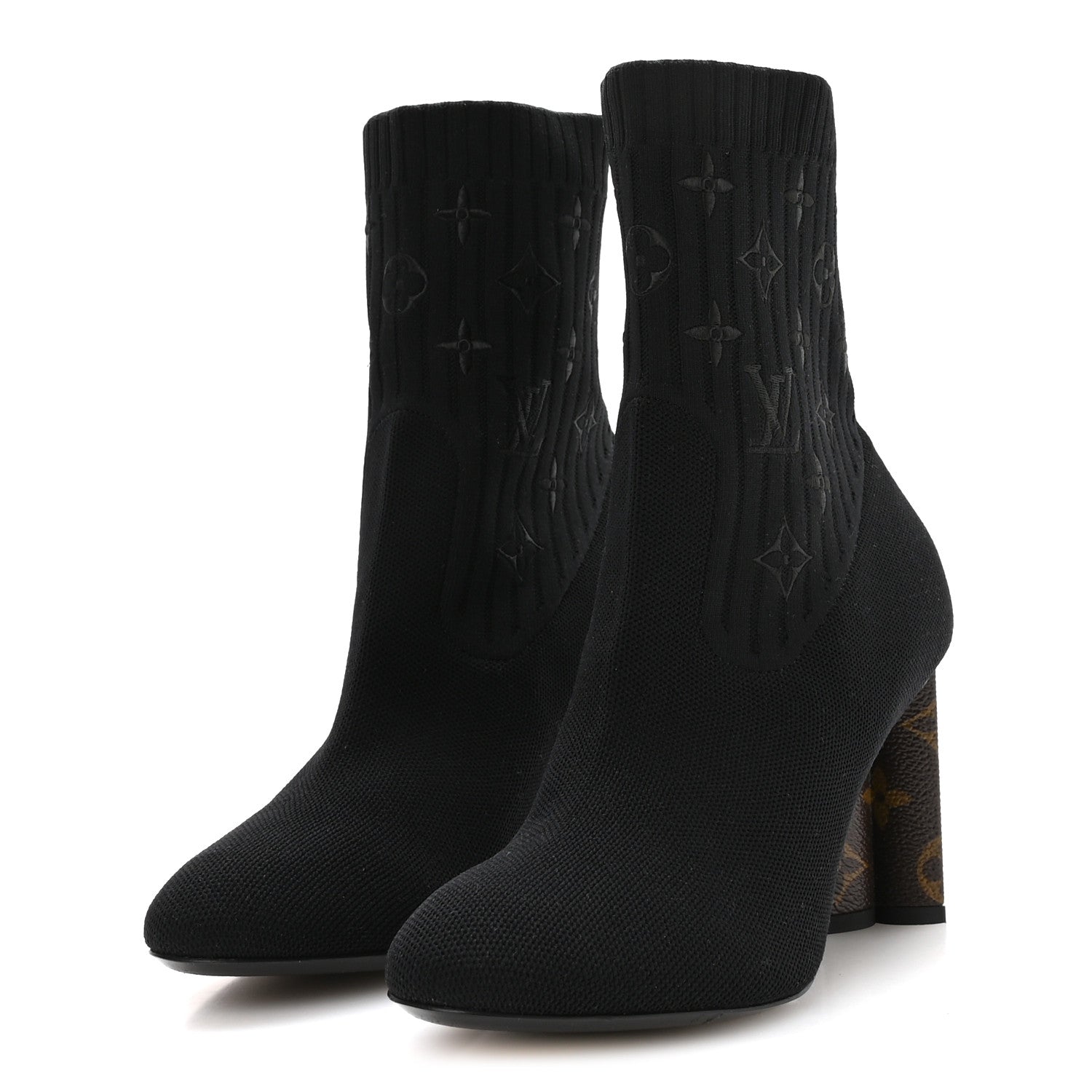 Louis Vuitton Monogram Stretch Fabric Silhouette Ankle Boots 39 Black 4 of 8