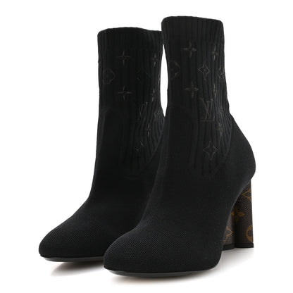 Louis Vuitton Monogram Stretch Fabric Silhouette Ankle Boots 39 Black 4 of 8