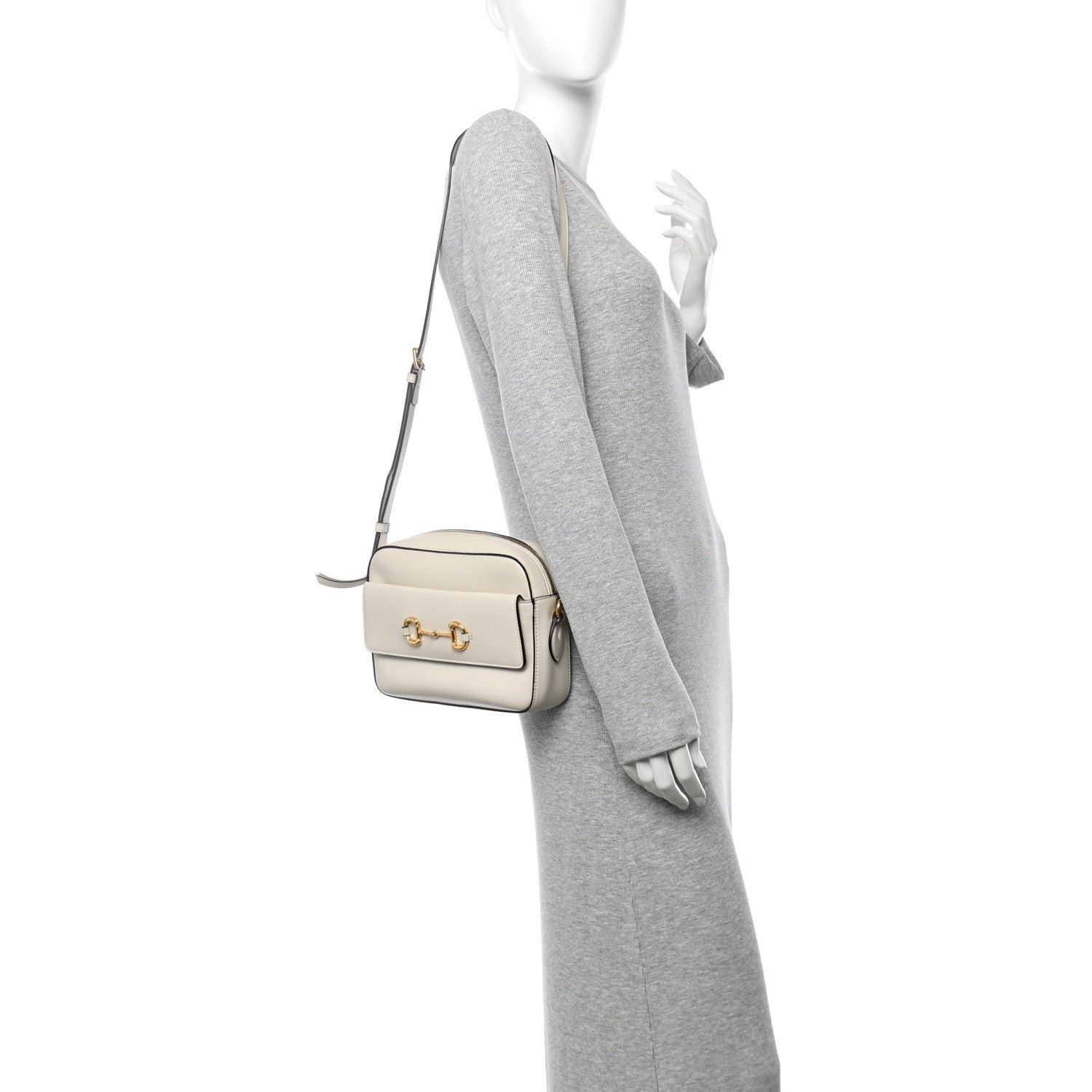 Gucci Azalea Calfskin Small Horsebit 1955 Shoulder Bag Mystic White 2 of 14