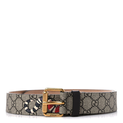 Gucci GG Supreme Monogram Selleria Calfskin Kingsnake 35mm Belt 90 36 Beige Ebony Multicolor Cocoa 1 of 8