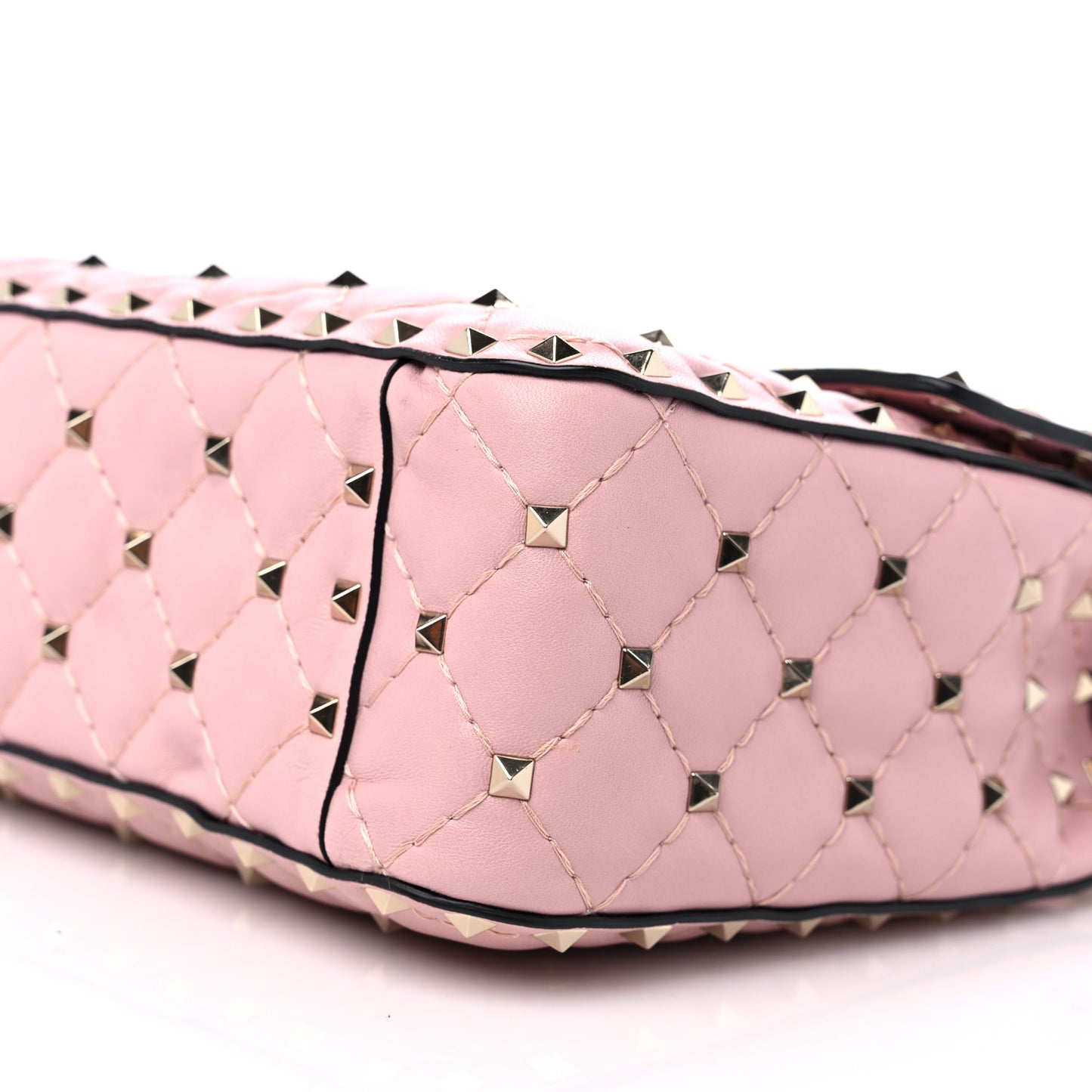 Nappa Medium Rockstud Spike Shoulder Bag Water Rose