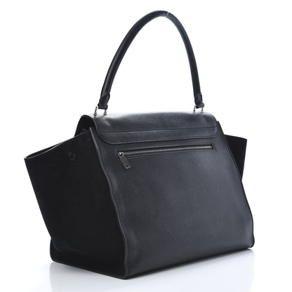 Celine Drummed Calfskin Suede Large Trapeze Black 3 of 14