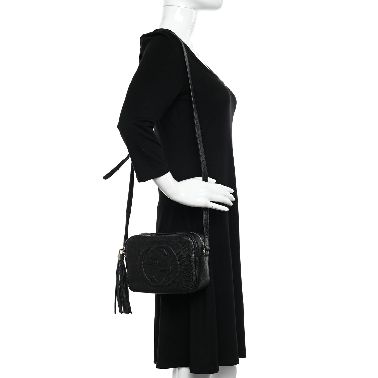 Pebbled Calfskin Small Soho Disco Bag Black