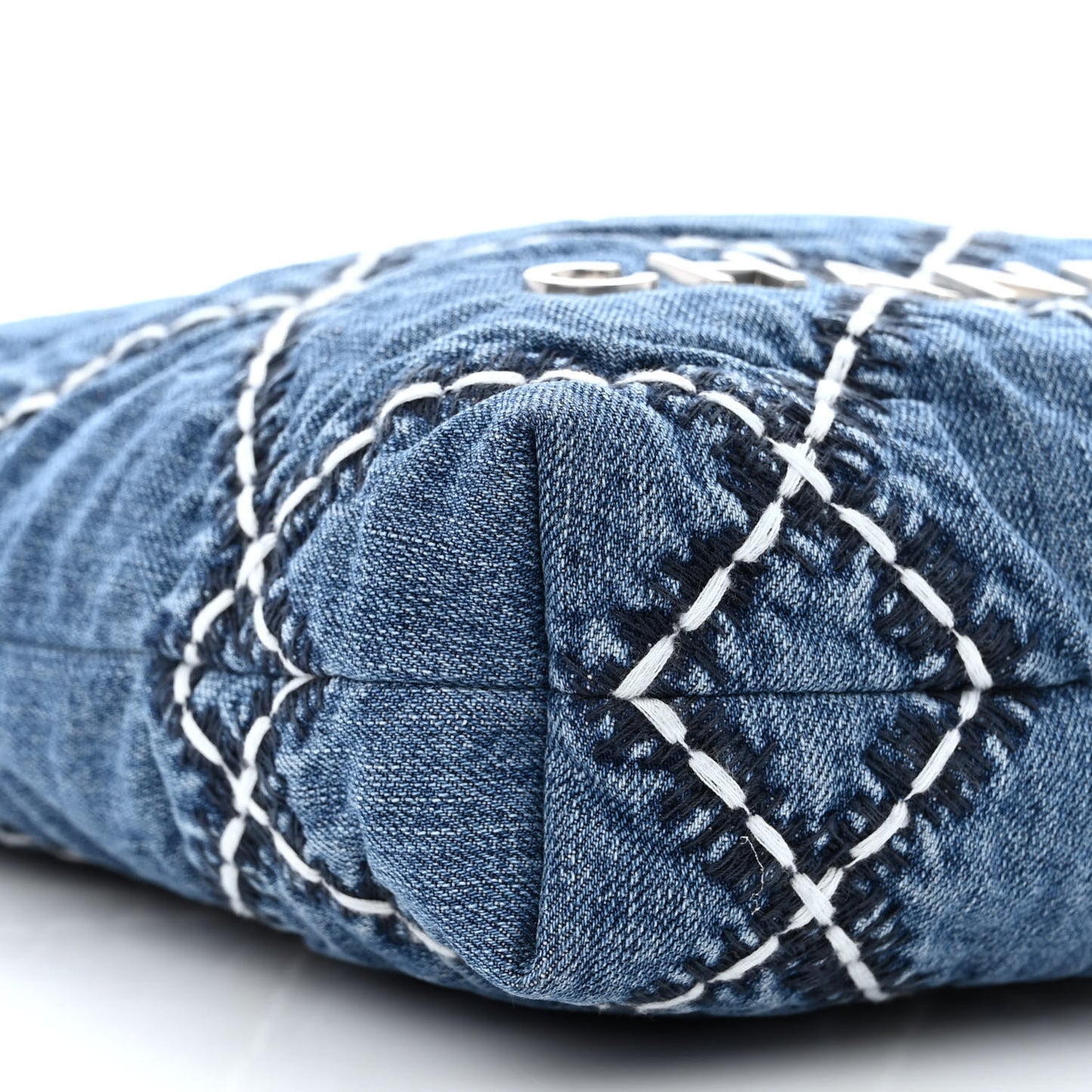 Denim Stitched Quilted Mini Chanel 22 Blue