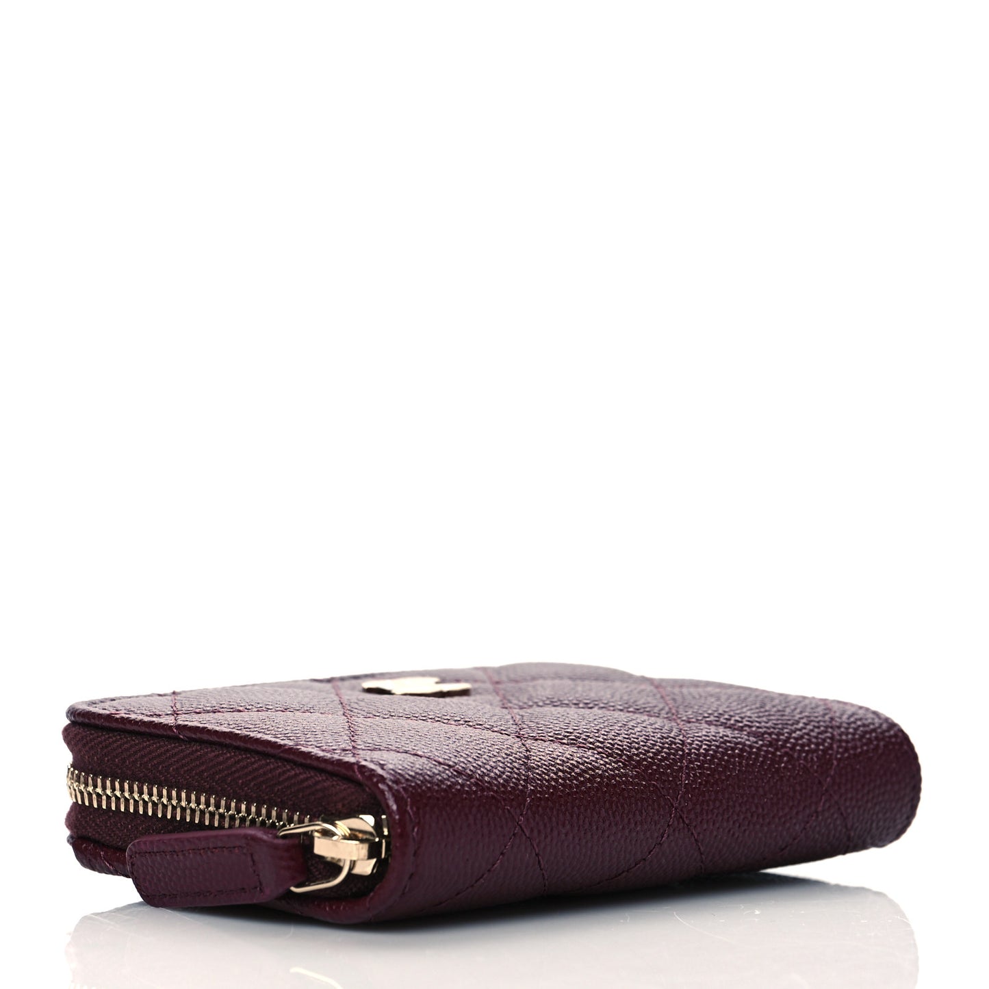 Caviar Quilted Zip Around Coin Purse Burgundy
