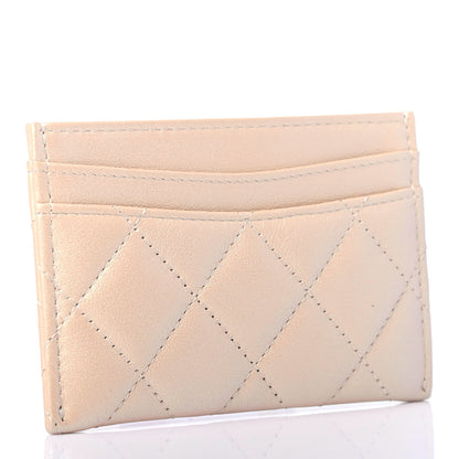 Chanel Iridescent Calfskin Quilted Card Holder Beige 2 of 4