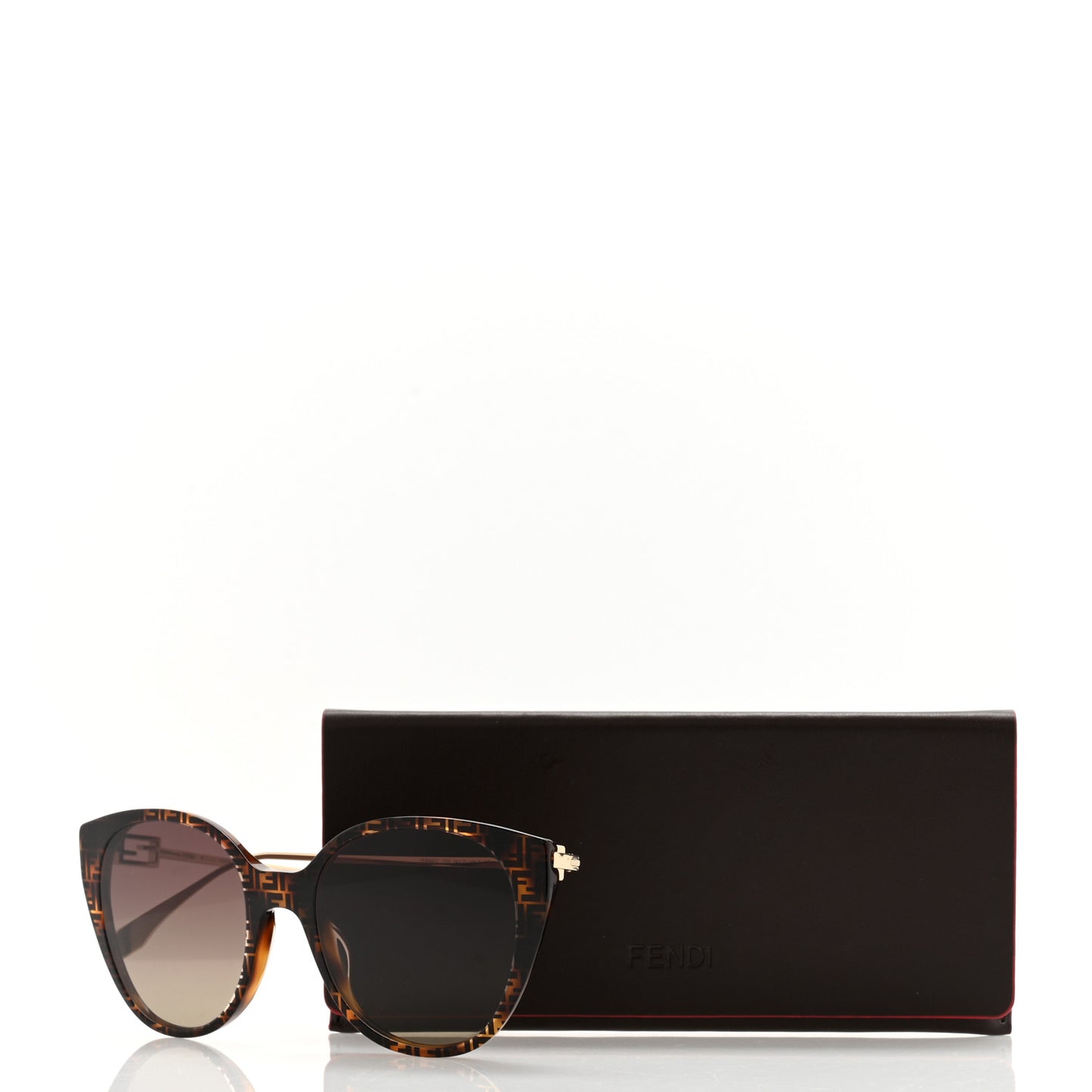 Metal Baguette Cat Eye Sunglasses FE400471 Havana