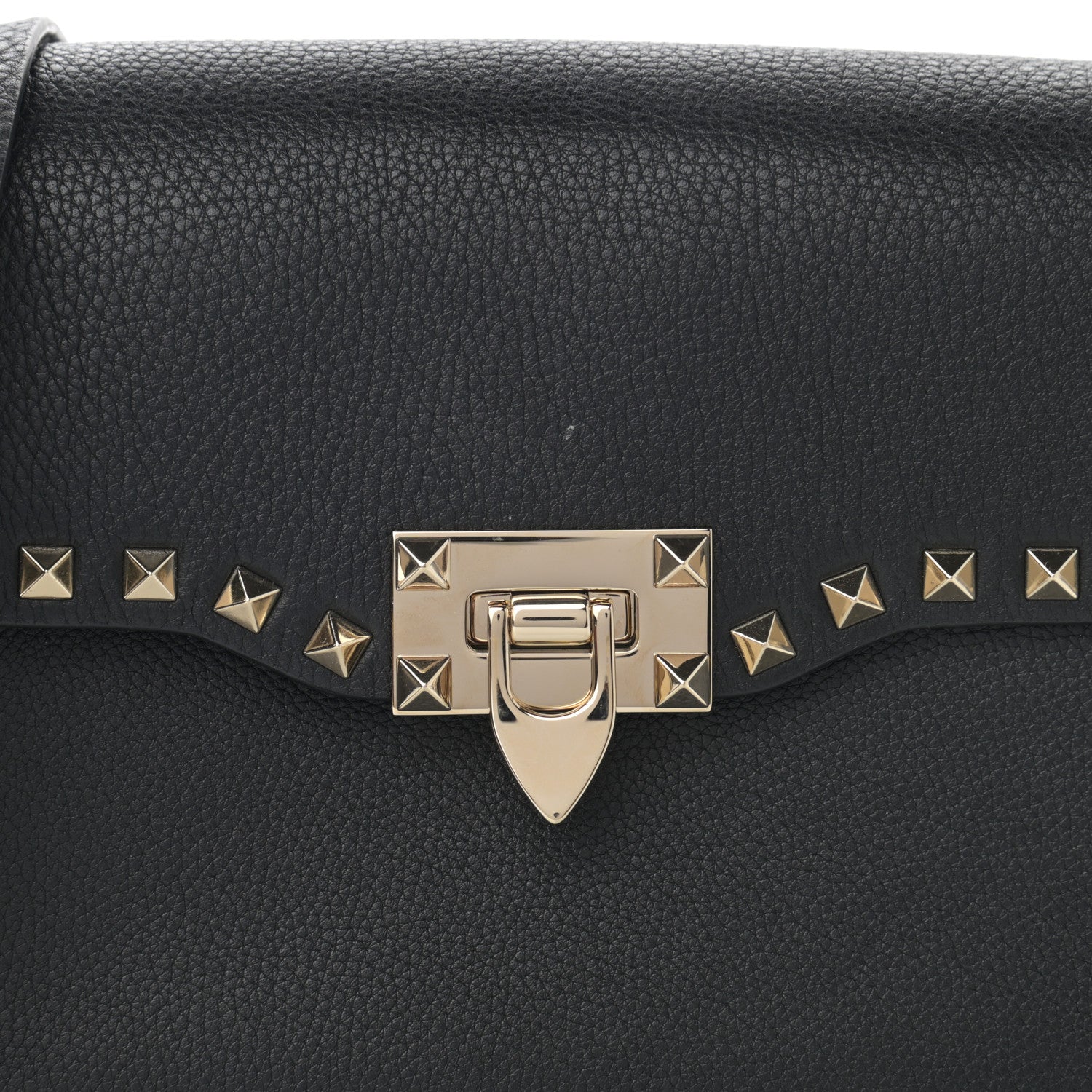Valentino Garavani Pebbled Calfskin Medium Rockstud Flap Saddle Bag Black 12 of 12