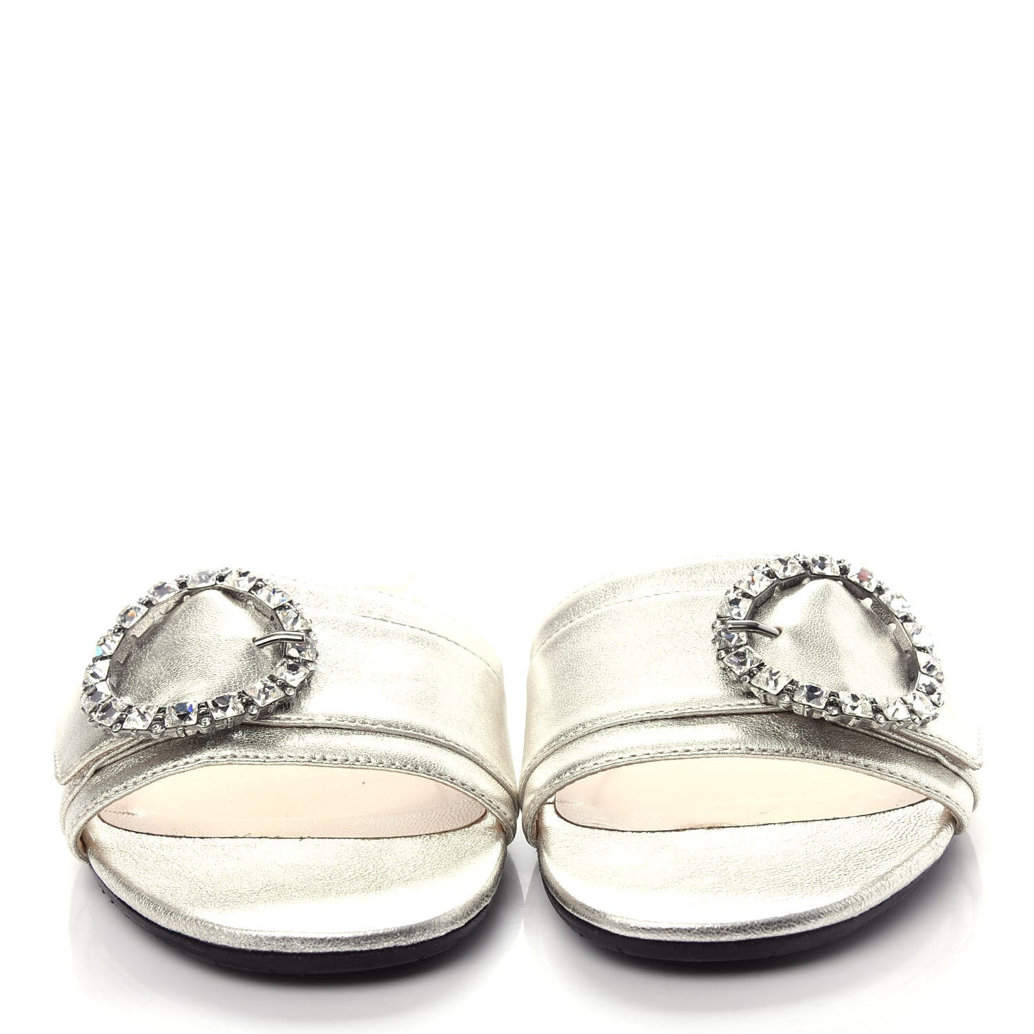 Jimmy Choo Metallic Nappa Granger 173 Flat Sandals 36.5 Silver Crystal 5 of 10