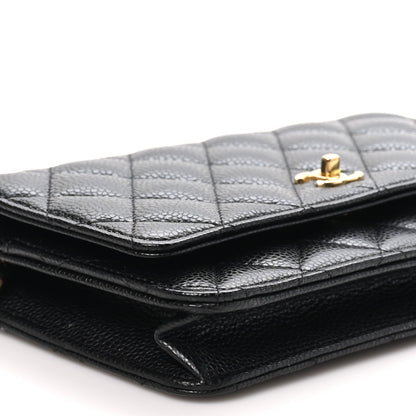 Chanel Caviar Quilted CC Turnlock Wallet On Chain WOC Black 9 of 11