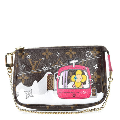 Louis Vuitton Monogram 2019 Christmas Animation Mini Courchevel Pochette Accessories Fuchsia 1 of 7