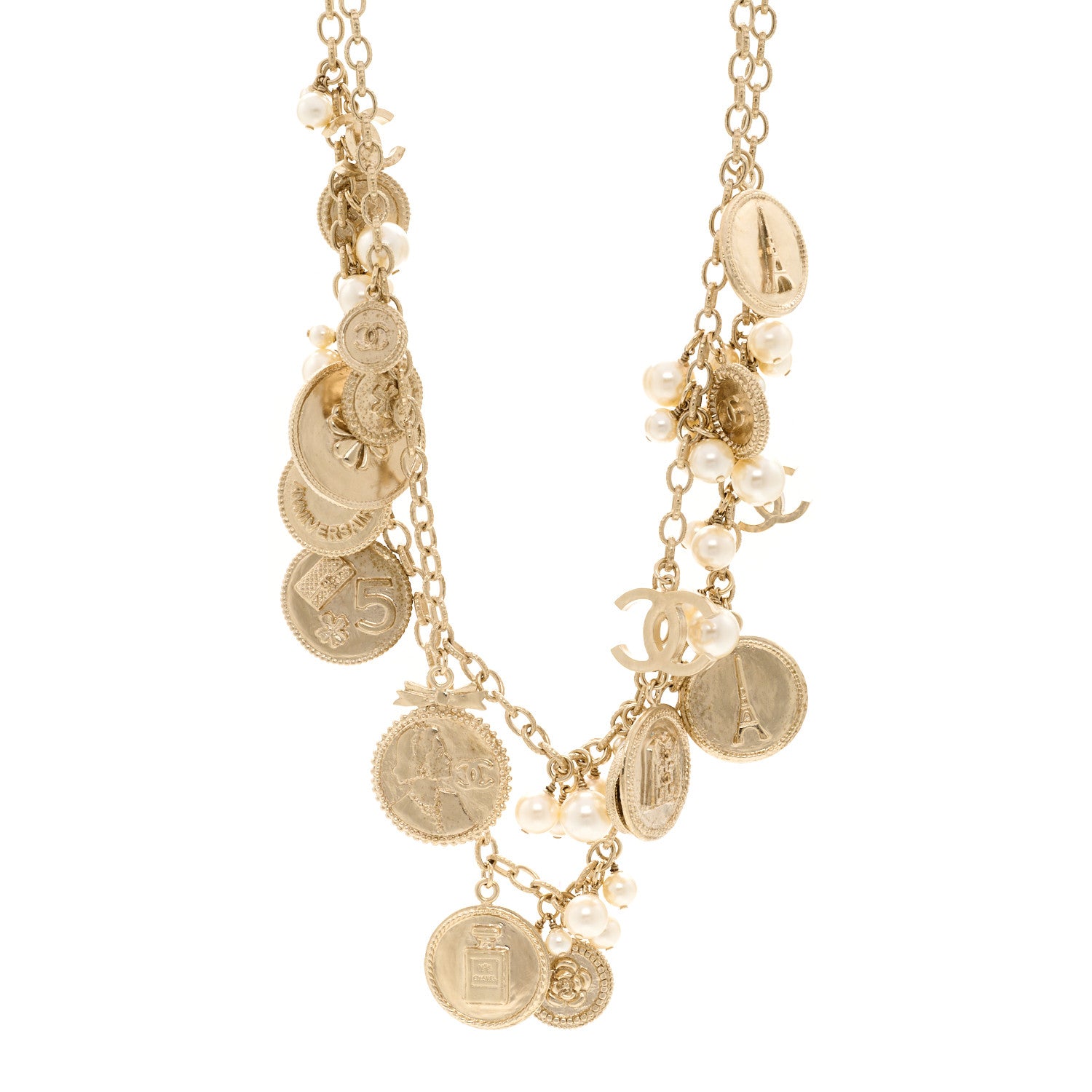 Chanel CC Medallion 100 Anniversary Chain Necklace Gold 1 of 6