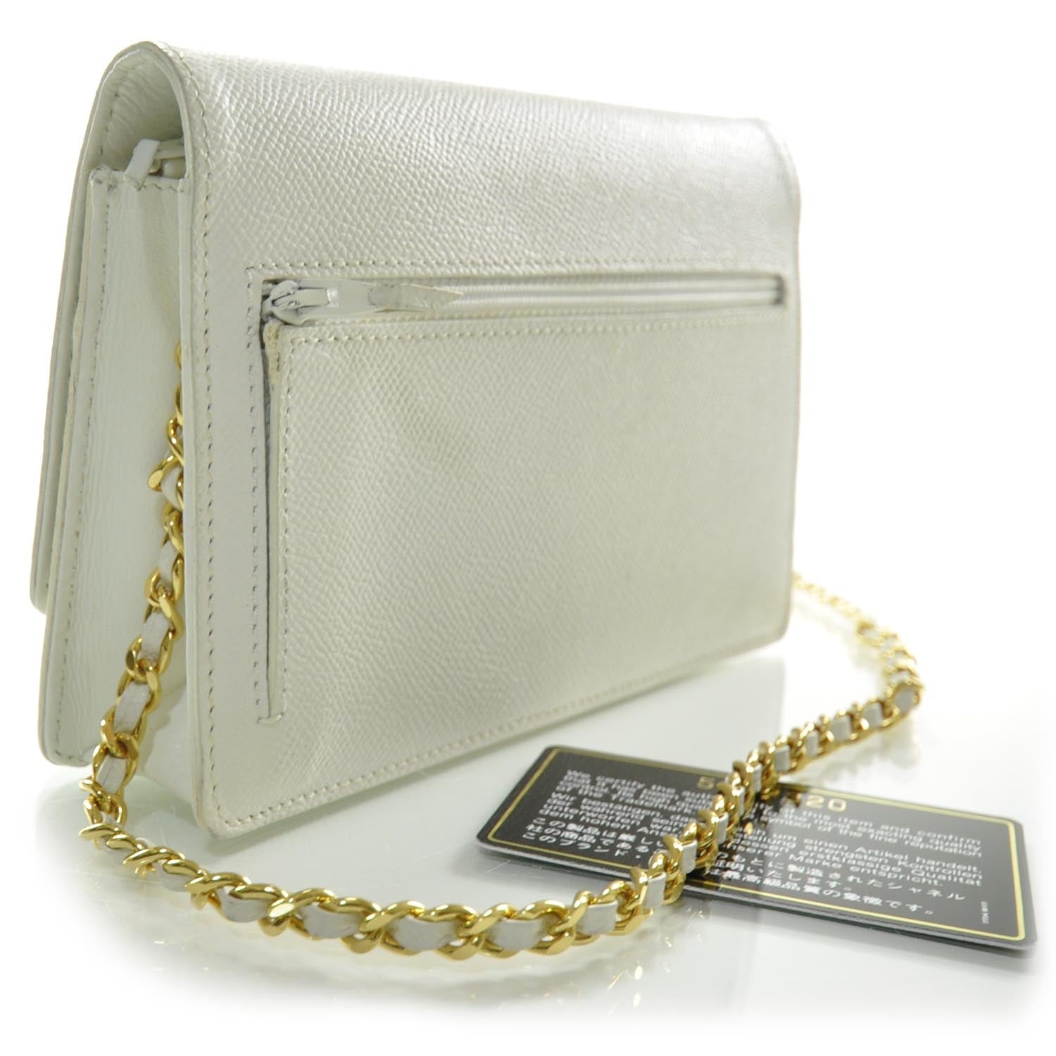 Chanel Caviar Wallet on Chain White 2 of 11