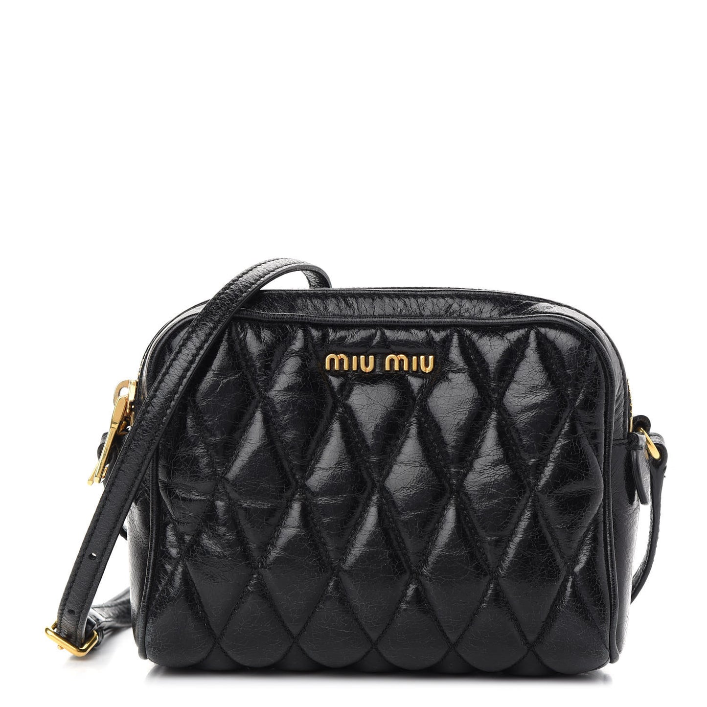 Vitello Shine Quilted Camera Bag Black