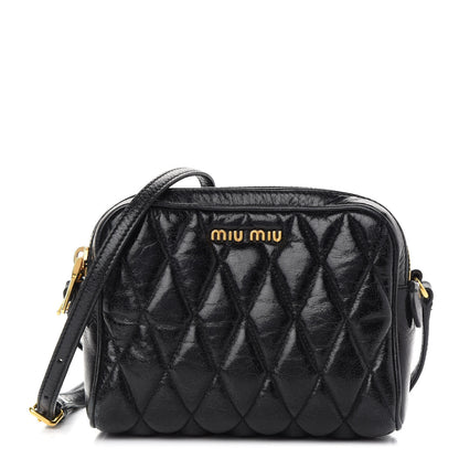 Miu Miu Vitello Shine Quilted Camera Bag Black 1 of 10