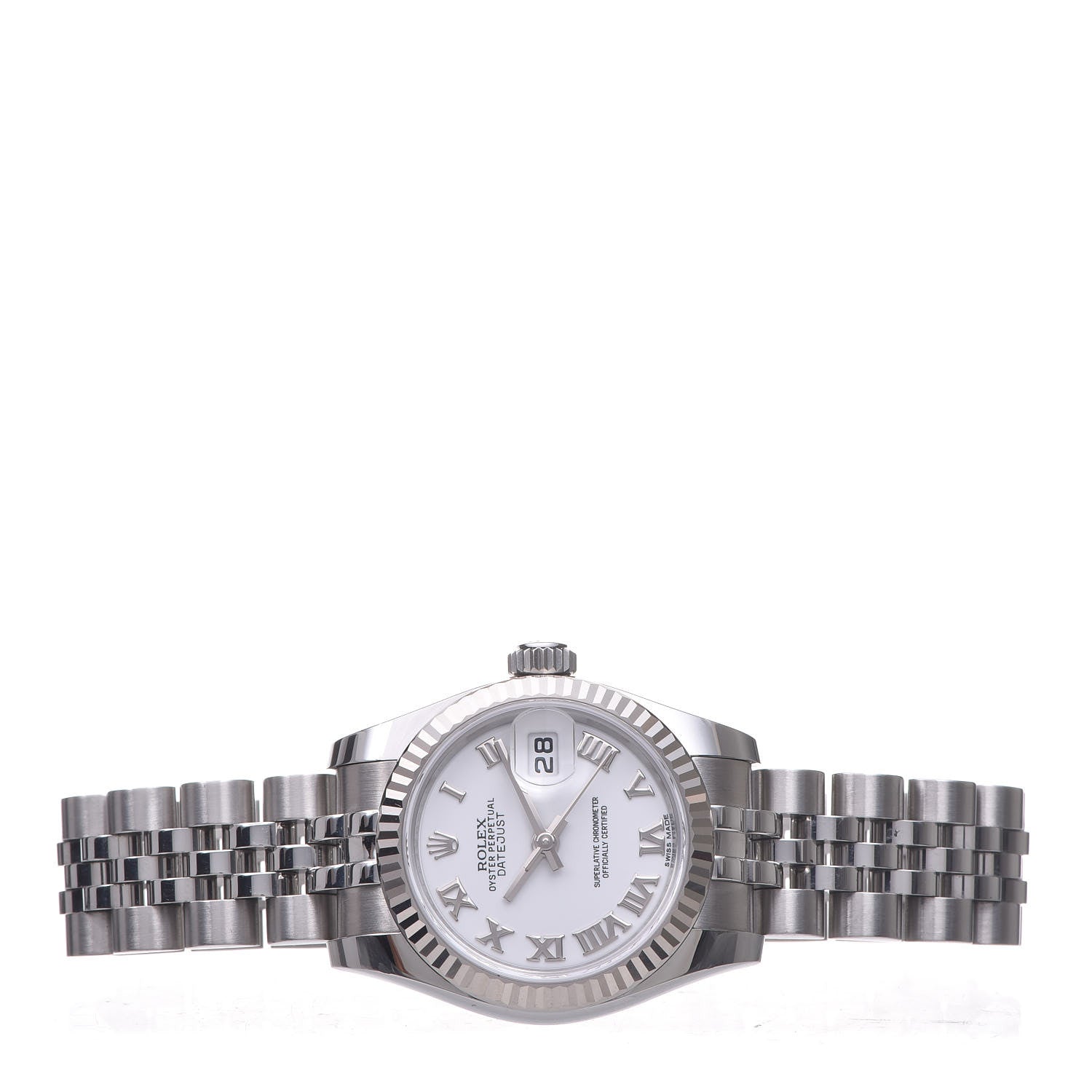 Rolex Stainless Steel 18K White Gold 26mm Oyster Perpetual Datejust Watch White Roman 179174 3 of 7