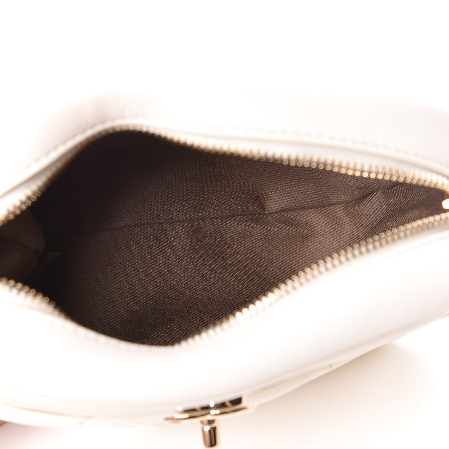 Goatskin Quilted Small Casual Trip Camera Case White