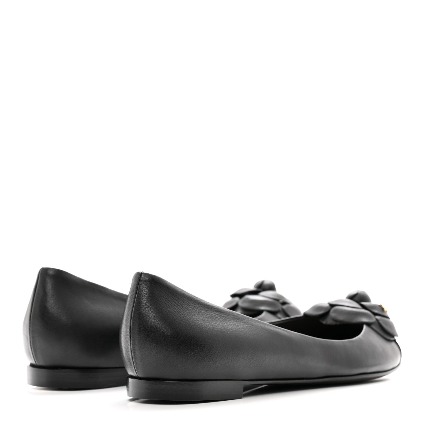 Lambskin Camellia Ballerina Flats 37 Black