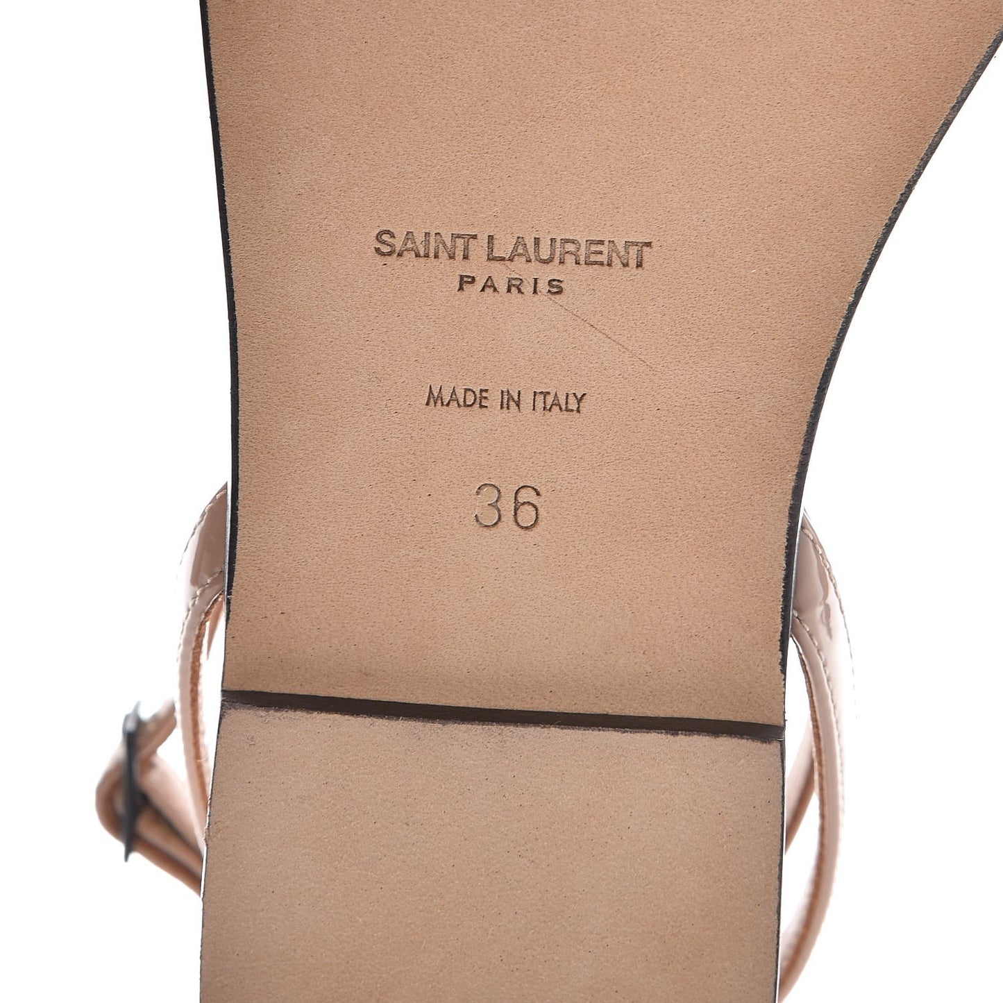 Patent Calfskin Nu Pieds 05 Thong Sandals 36 Nude