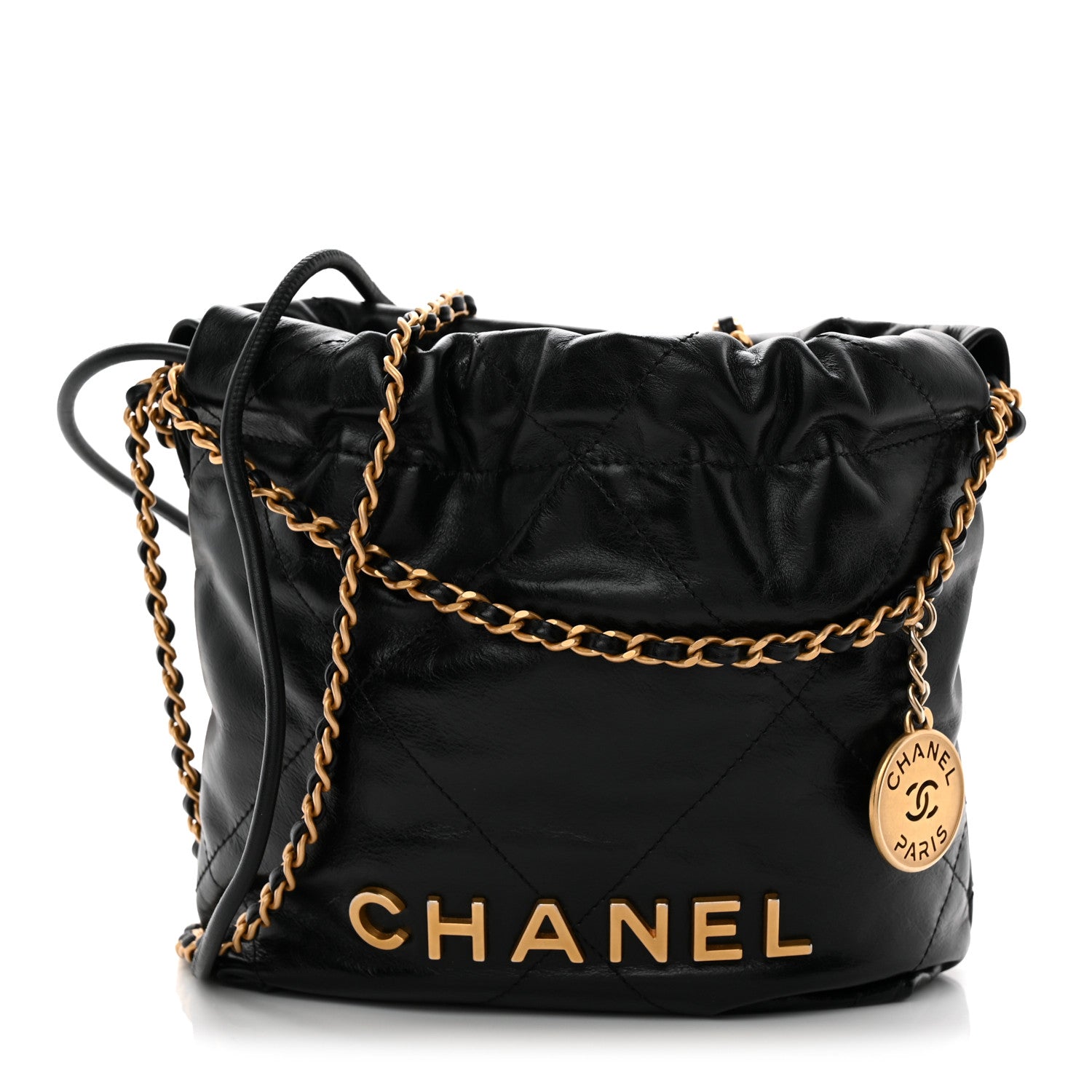 Chanel Shiny Calfskin Quilted Mini Chanel 22 Black 1 of 11