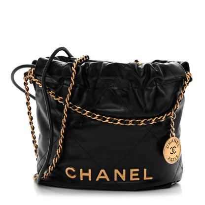 Chanel Shiny Calfskin Quilted Mini Chanel 22 Black 1 of 11