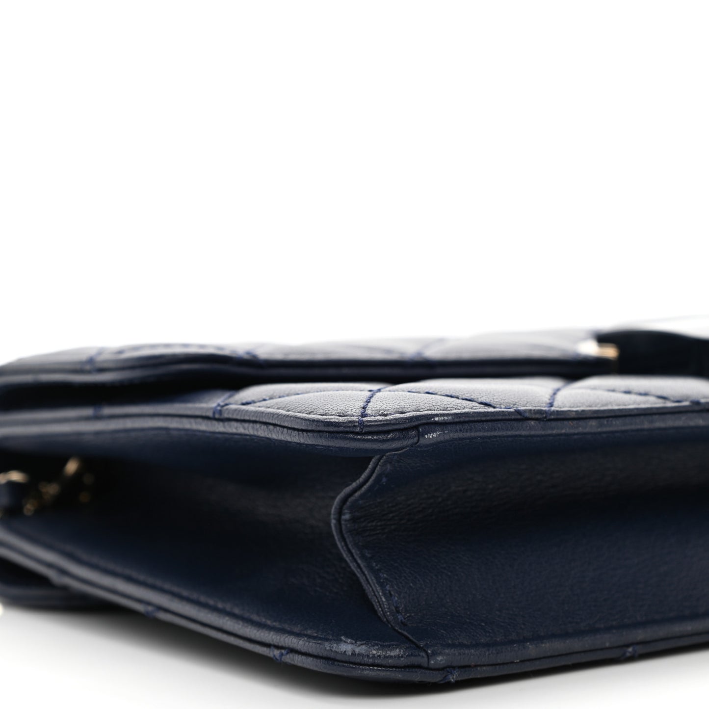 Sheepskin Quilted Small Beauty Lock Flap Navy