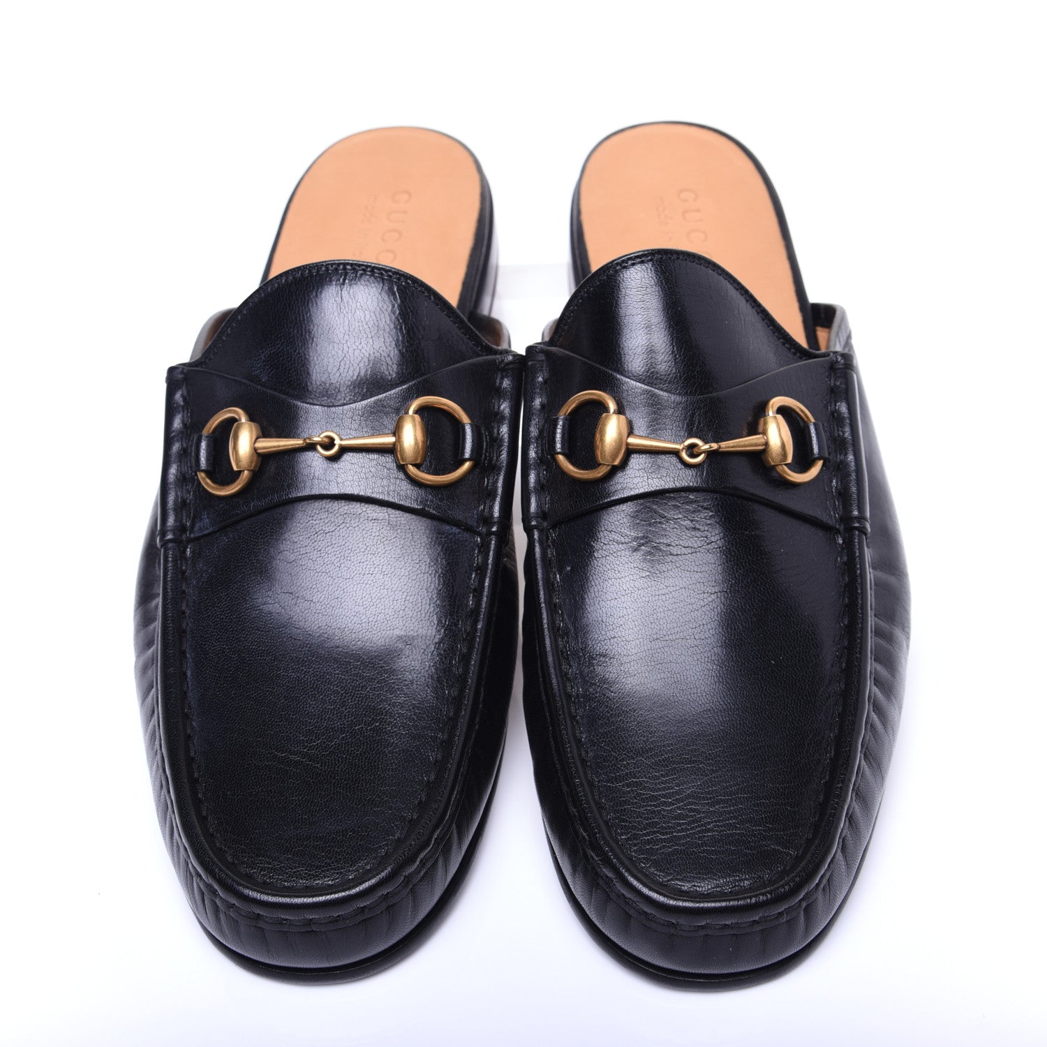 Gucci Goatskin Mens Horsebit Slippers 12 Black 7 of 12
