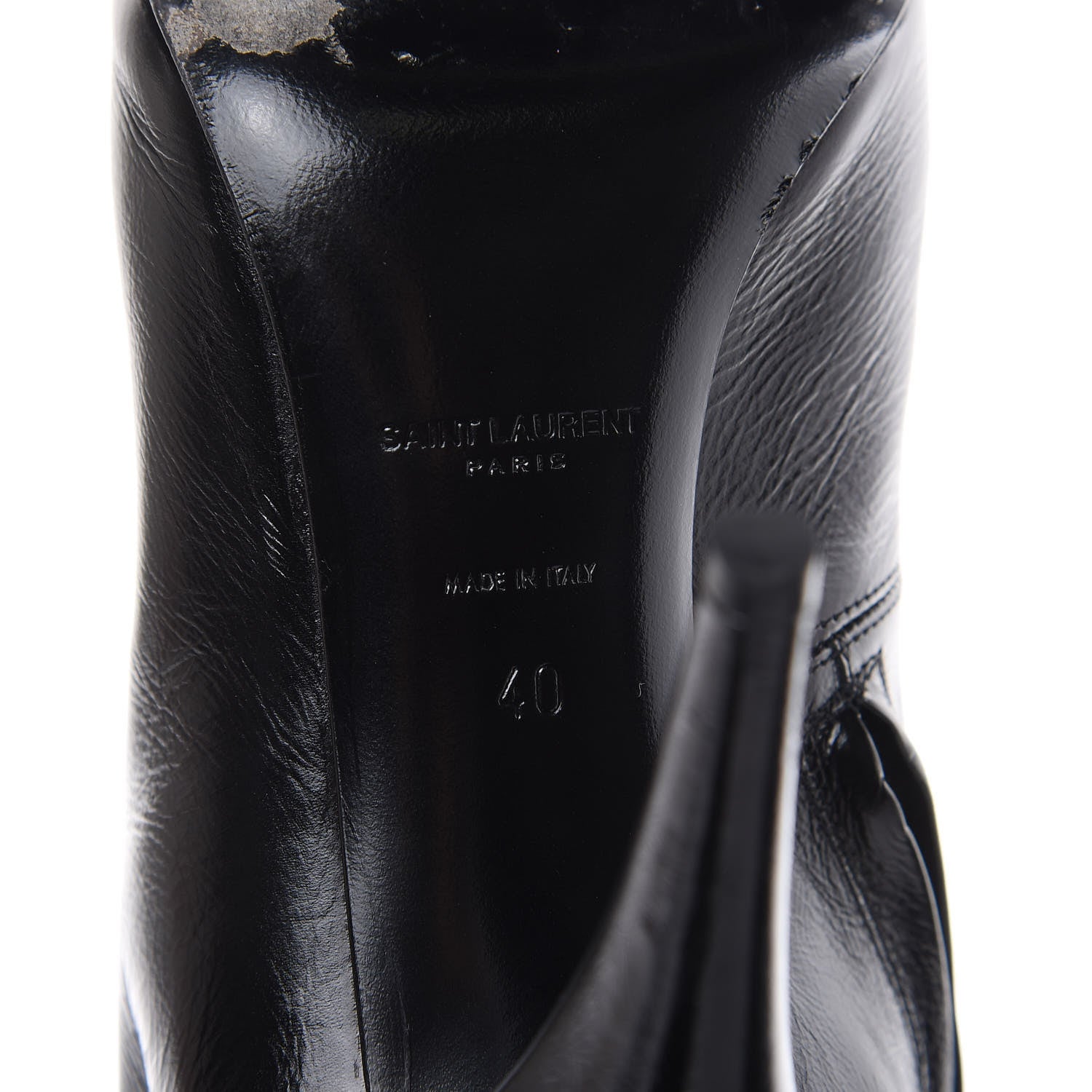 Saint Laurent Shiny Calfskin Fetish Lace Up Ankle Boots 40 Black 7 of 10