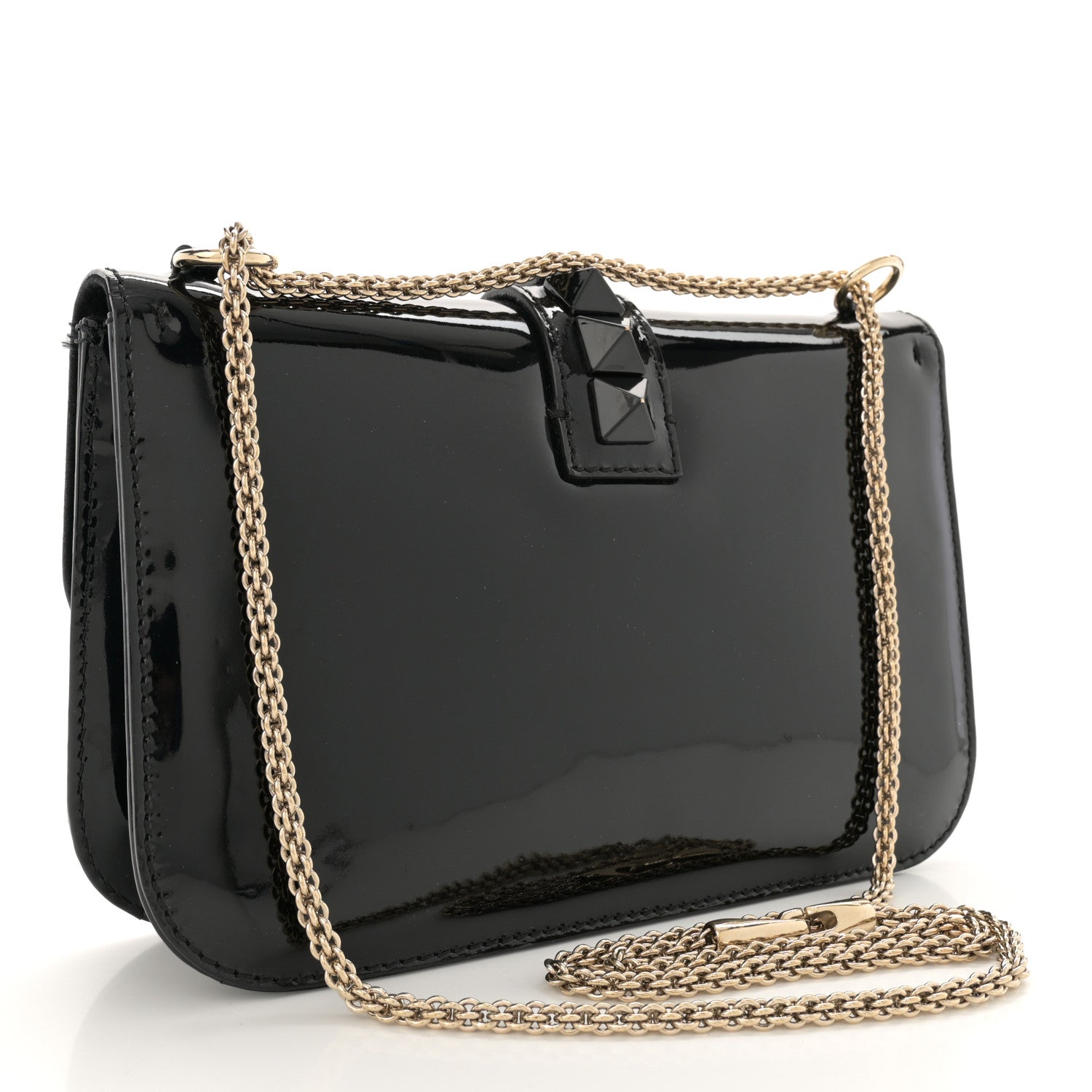 Valentino Garavani Patent Medium Glam Lock Rockstud Flap Black 3 of 12