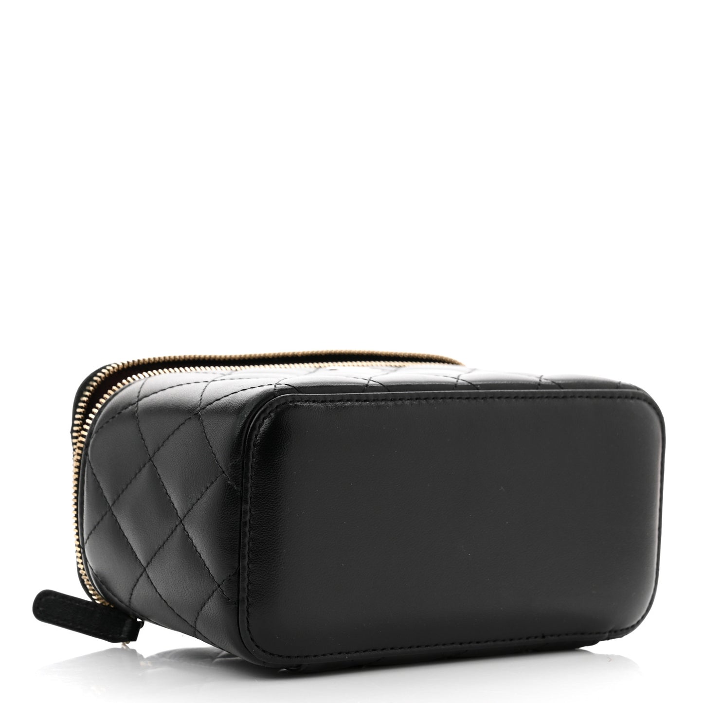 Lambskin Quilted Small Vanity Case With Chain Black