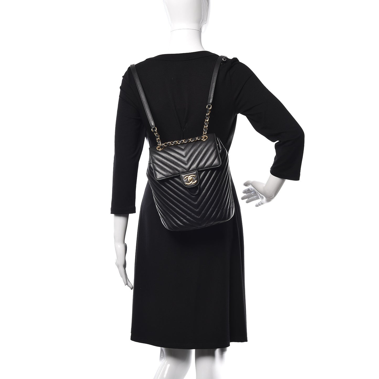 Lambskin Chevron Quilted Small Urban Spirit Backpack Black