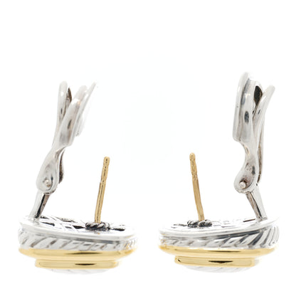 David Yurman Sterling Silver 18K Yellow Gold Sculpted Square Cable Earrings 3 of 4
