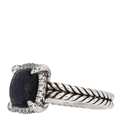 David Yurman Sterling Silver Diamond Black Orchid 9mm Chatelaine Pave Bezel Ring  57 8 3 of 6
