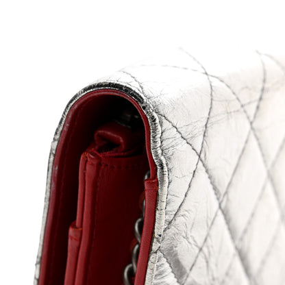 Chanel Metallic Aged Calfskin Quilted Gabrielle Wallet On Chain WOC Silver Black 13 of 14