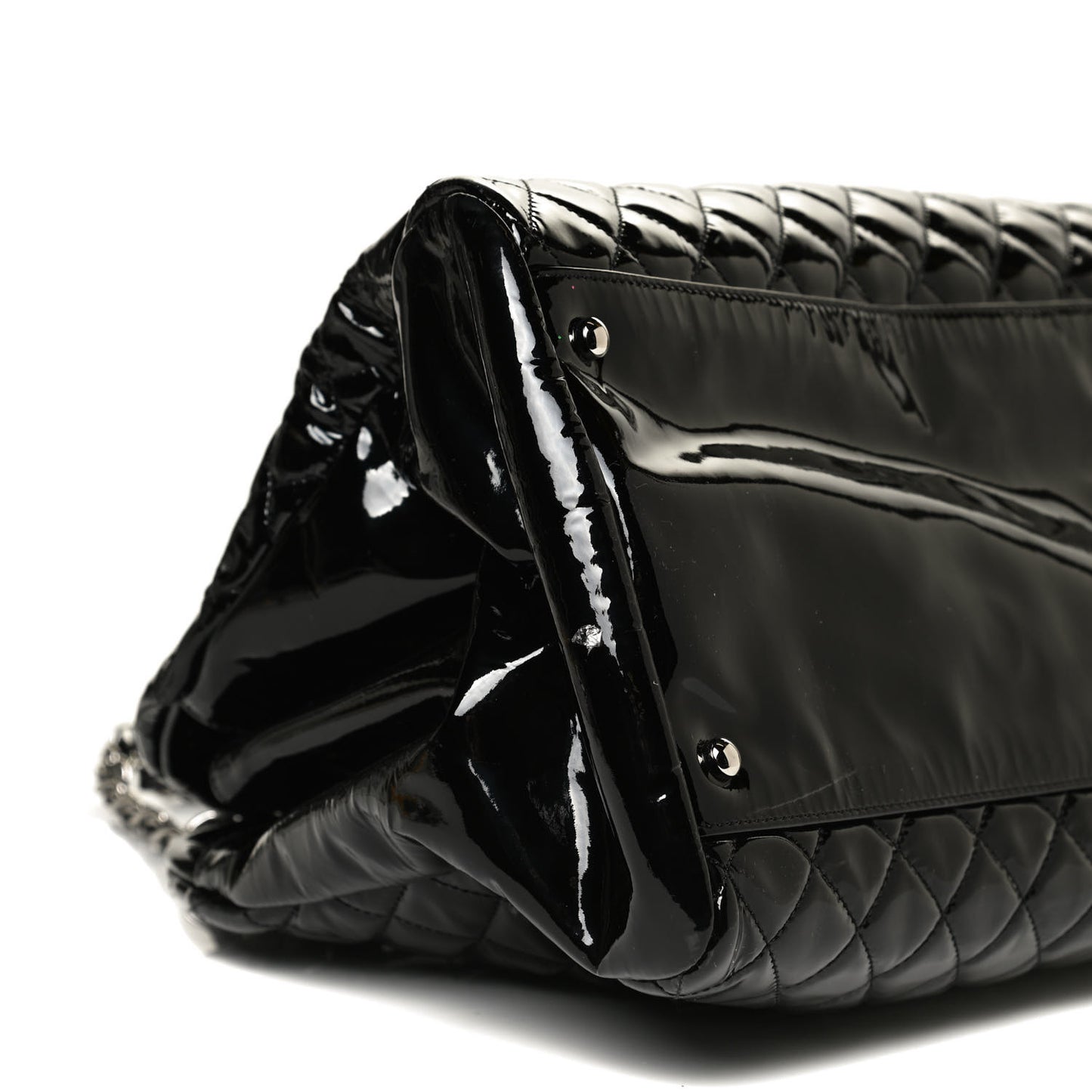 Patent Quilted Maxi Just Mademoiselle Bowling Bag Black