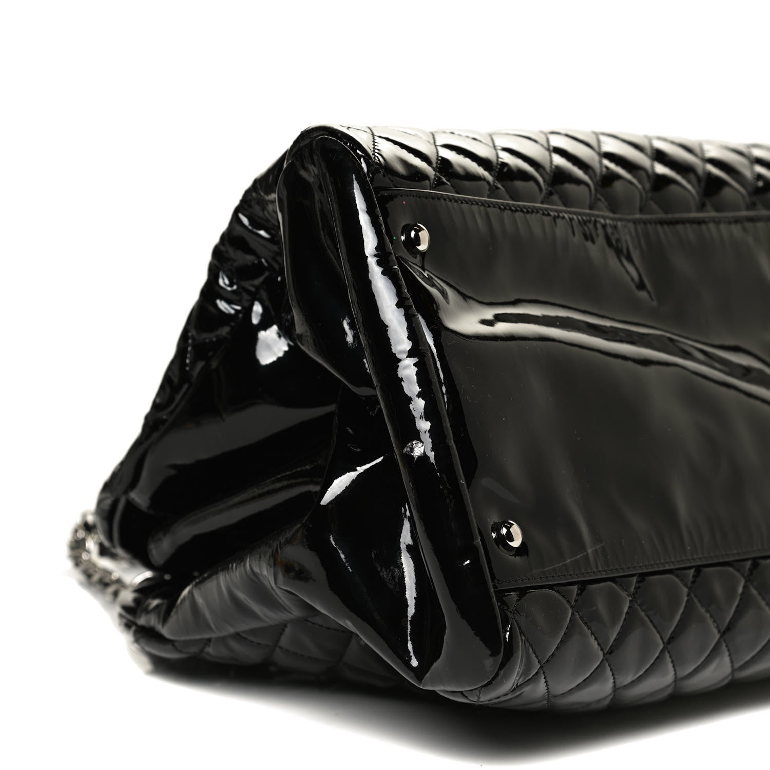 Chanel Patent Quilted Maxi Just Mademoiselle Bowling Bag Black 9 of 11