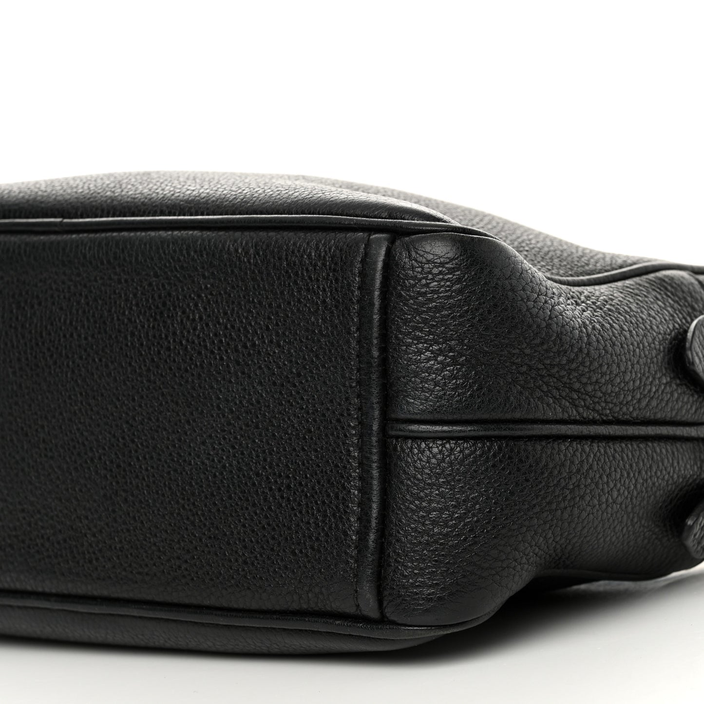 Vitello Daino Medium Double Zip Shoulder Bag Black