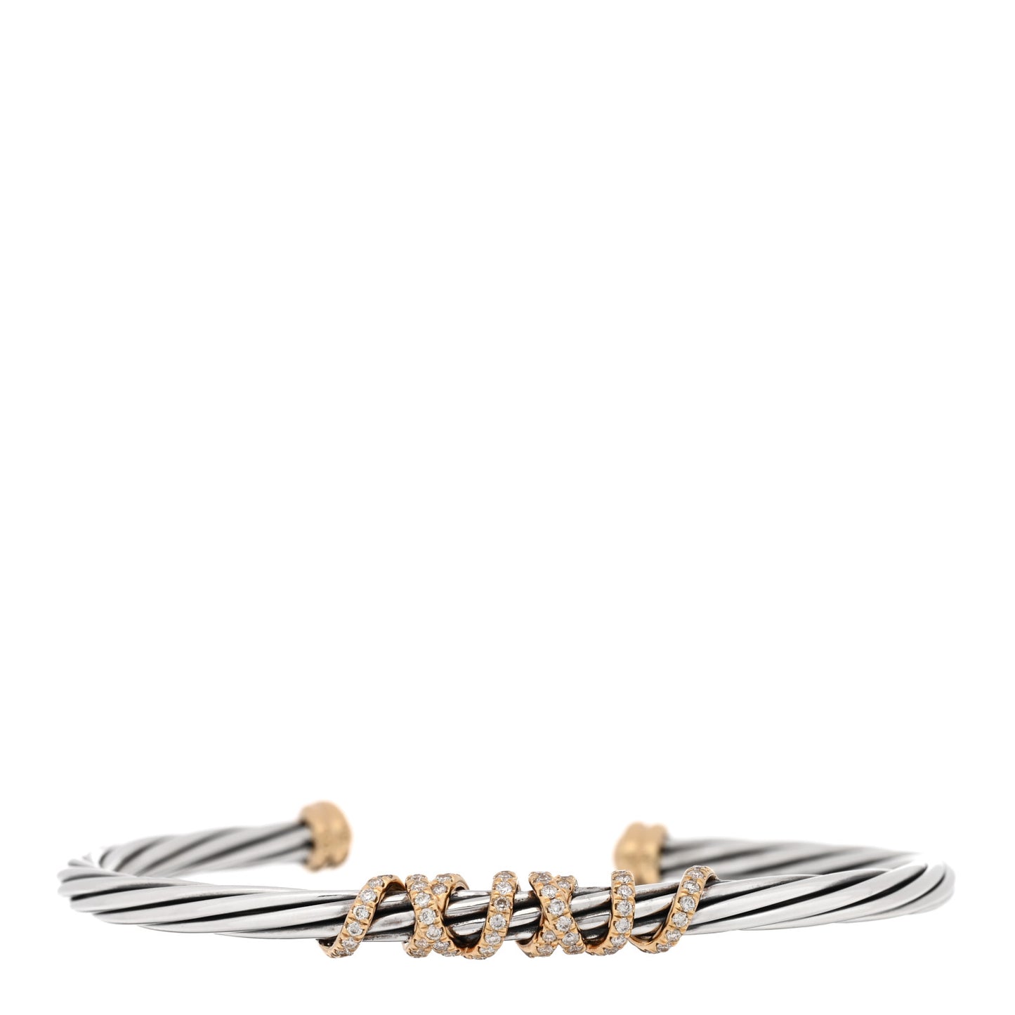 Sterling Silver 18K Yellow Gold Diamond 4mm Helena Station Bracelet