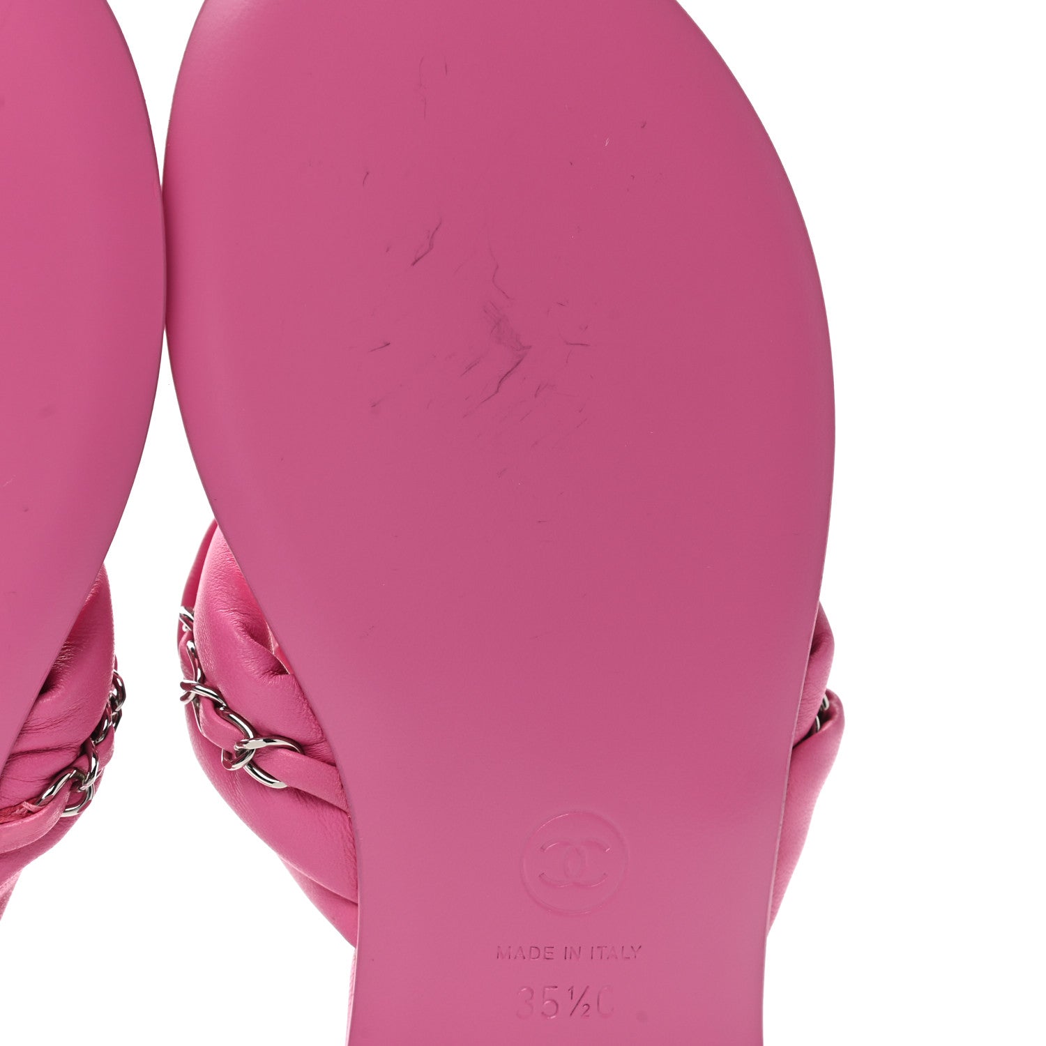 Chanel Lambskin Chain Thong Sandals 35.5 Fuchsia 8 of 9
