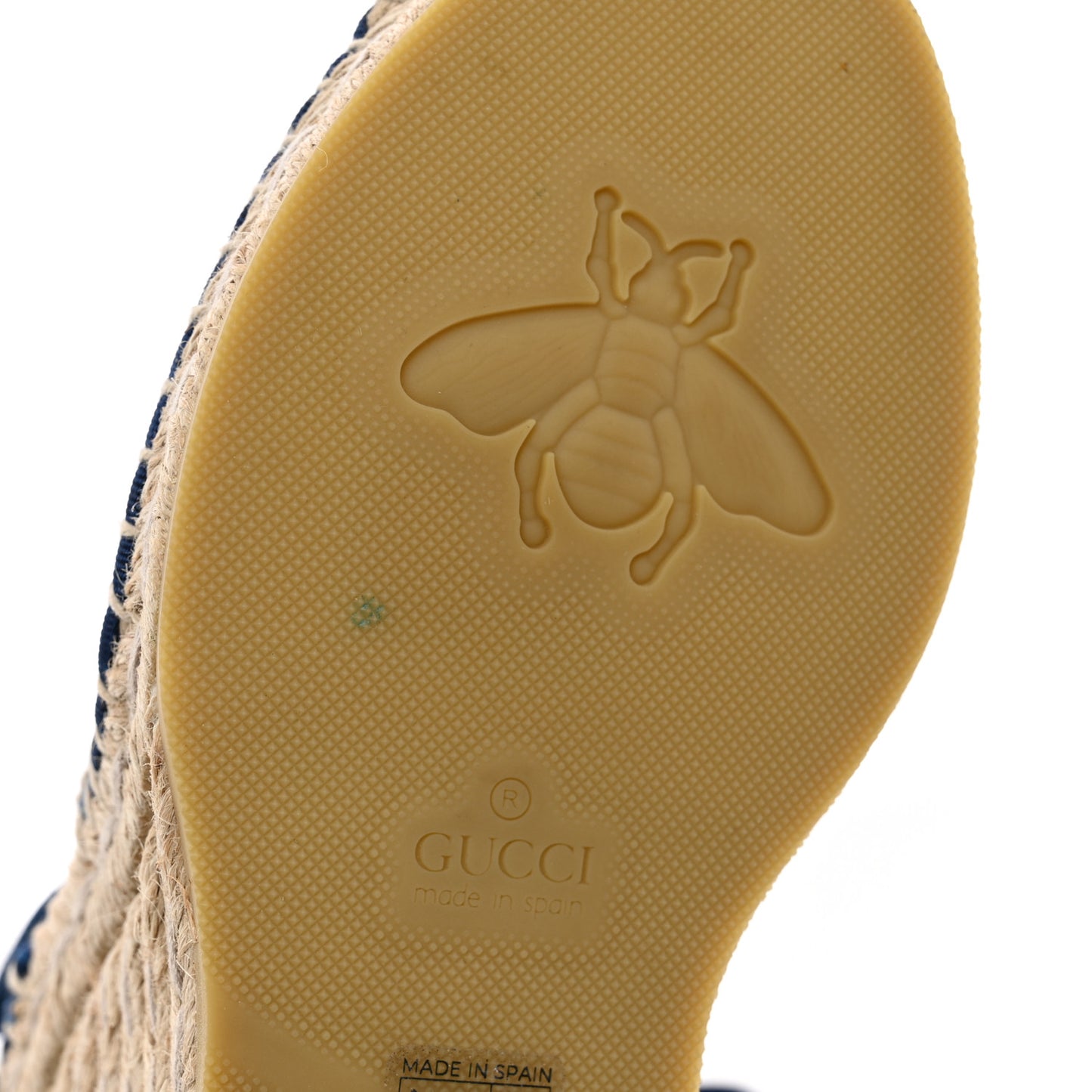 Canvas GG Ankle Wrap Platform Espadrille Wedges 37 Mystic White Royale Blue
