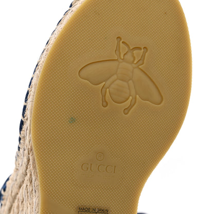 Gucci Canvas GG Ankle Wrap Platform Espadrille Wedges 37 Mystic White Royale Blue 11 of 12