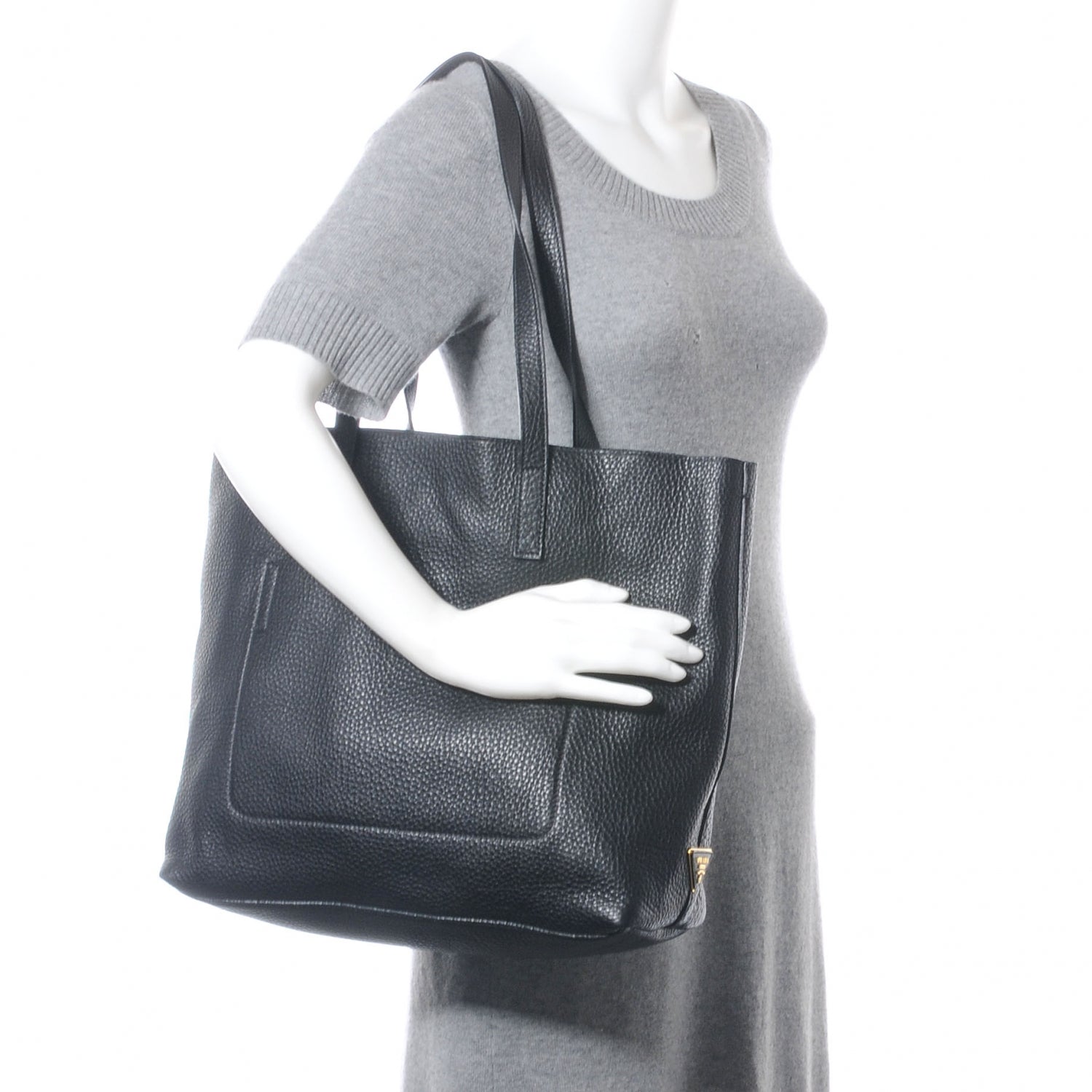 Prada Vitello Daino Shoulder Bag Black 10 of 18