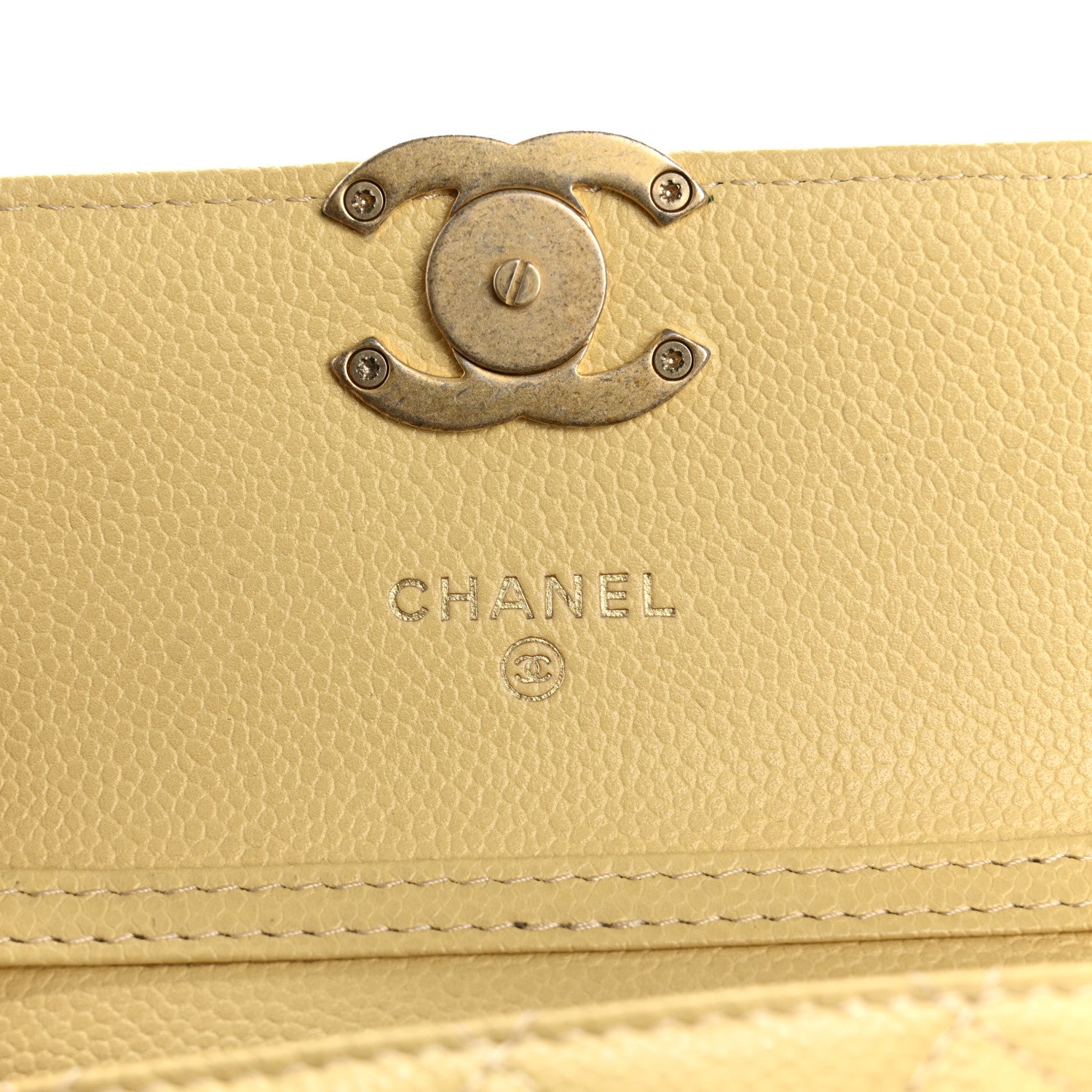 Chanel Shiny Caviar Quilted Chain Melody Card Holder On Chain Yellow 6 of 16