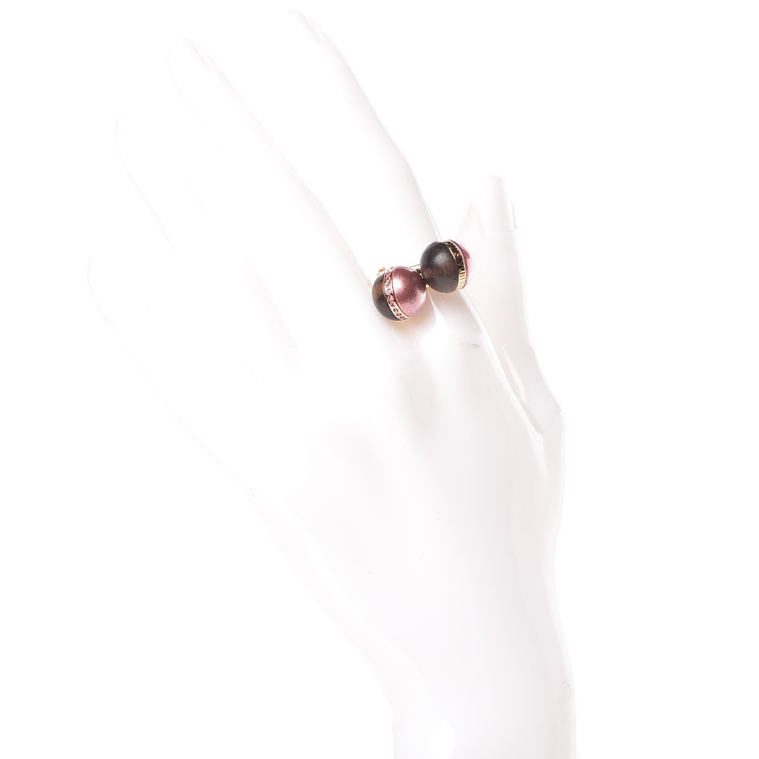 Louis Vuitton Wood Enamel Ball Ring Set 6.5 Brown Pink 6 of 12
