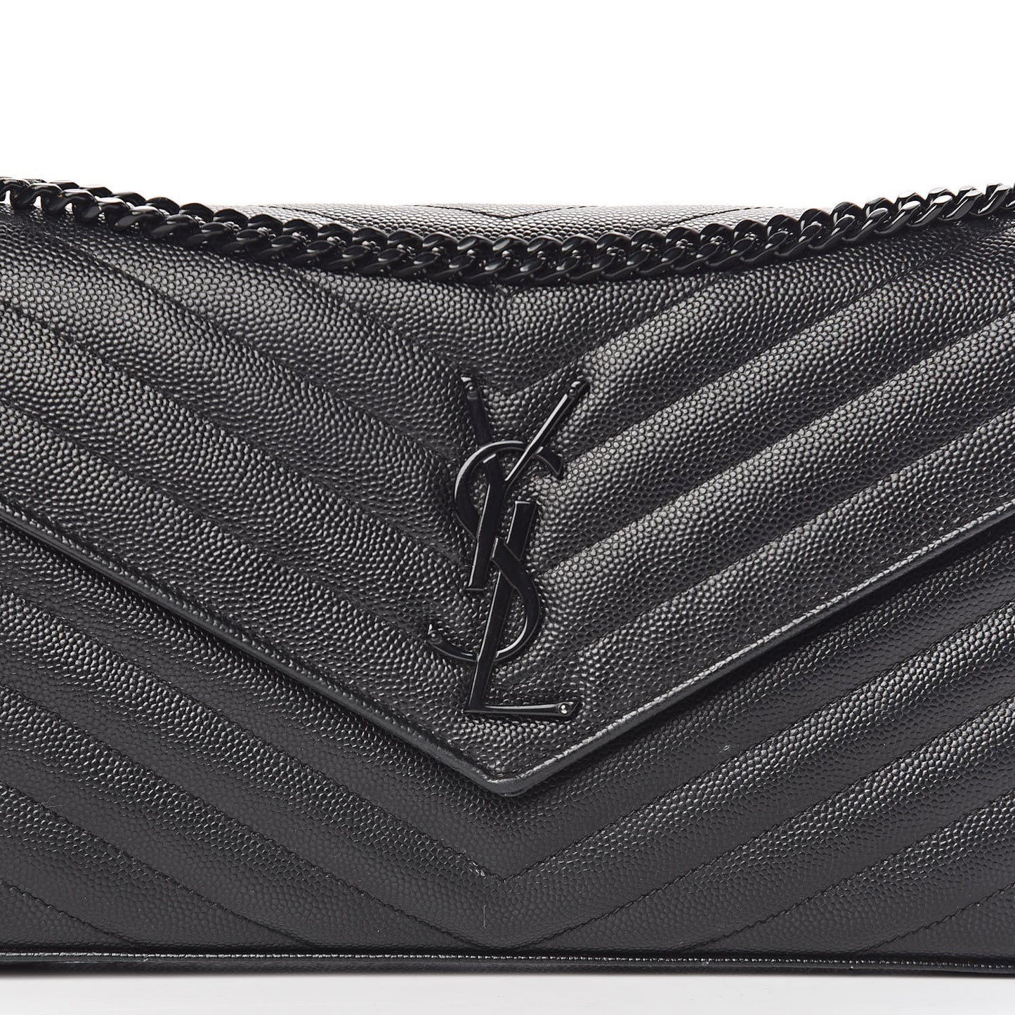 Grain De Poudre Matelasse Chevron Monogram Chain Wallet Black