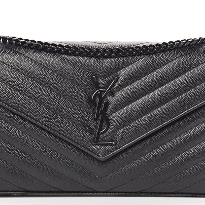 Saint Laurent Grain De Poudre Matelasse Chevron Monogram Chain Wallet Black 9 of 10